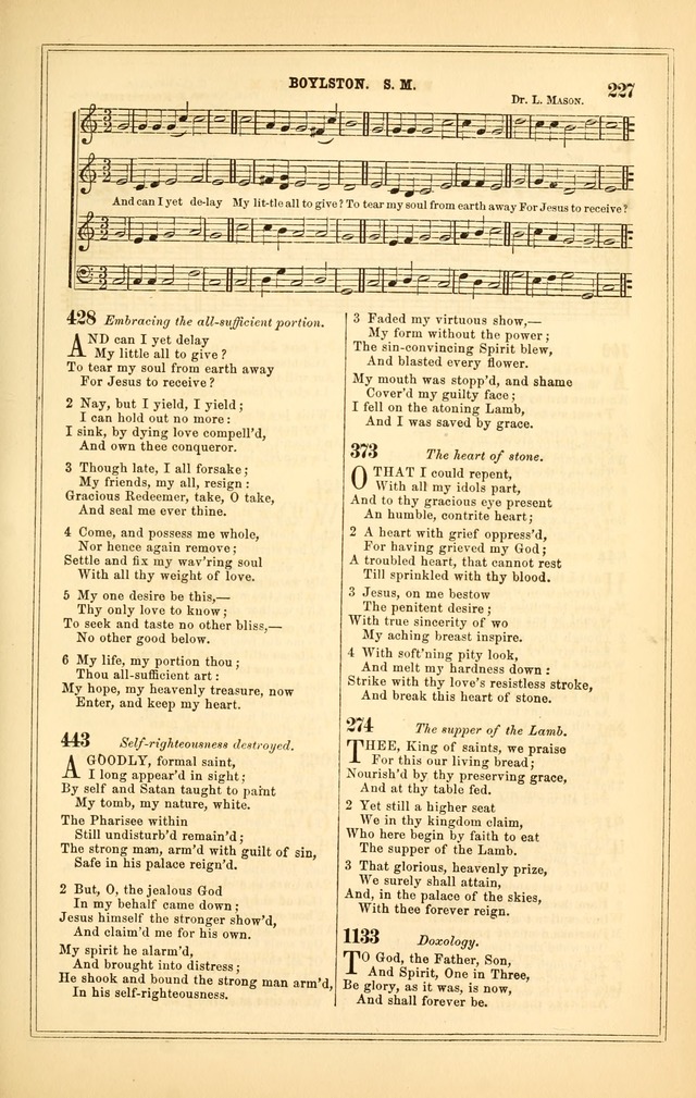 The Heart and Voice: or, Songs of Praise for the Sanctuary: hymn and tune book, designed for congregational singing in the Methodist Episcopal Church, and for congregations generally page 227