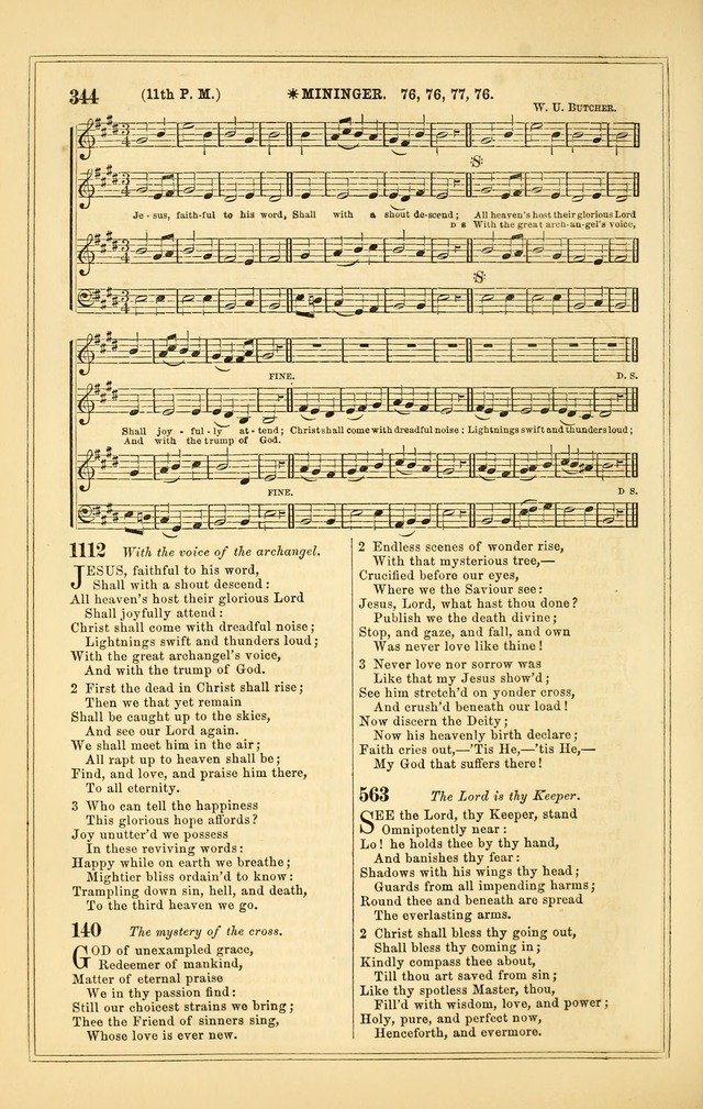 The Heart and Voice: or, Songs of Praise for the Sanctuary: hymn and tune book, designed for congregational singing in the Methodist Episcopal Church, and for congregations generally page 344