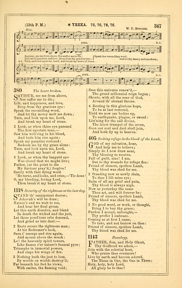The Heart and Voice: or, Songs of Praise for the Sanctuary: hymn and tune book, designed for congregational singing in the Methodist Episcopal Church, and for congregations generally page 347