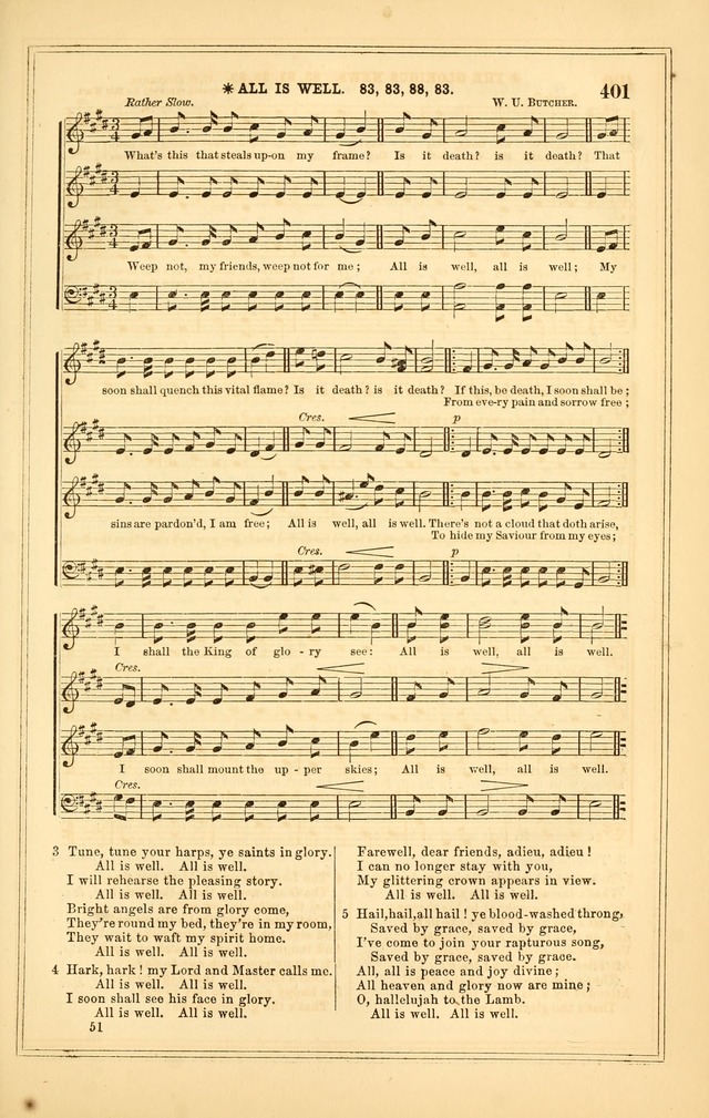 The Heart and Voice: or, Songs of Praise for the Sanctuary: hymn and tune book, designed for congregational singing in the Methodist Episcopal Church, and for congregations generally page 401