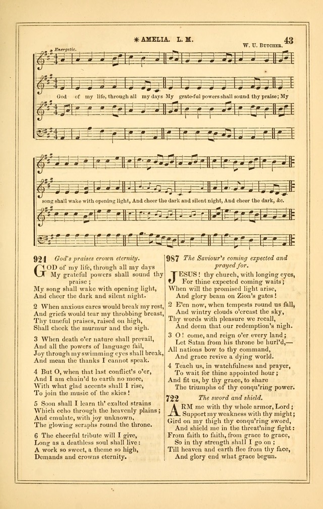 The Heart and Voice: or, Songs of Praise for the Sanctuary: hymn and tune book, designed for congregational singing in the Methodist Episcopal Church, and for congregations generally page 43