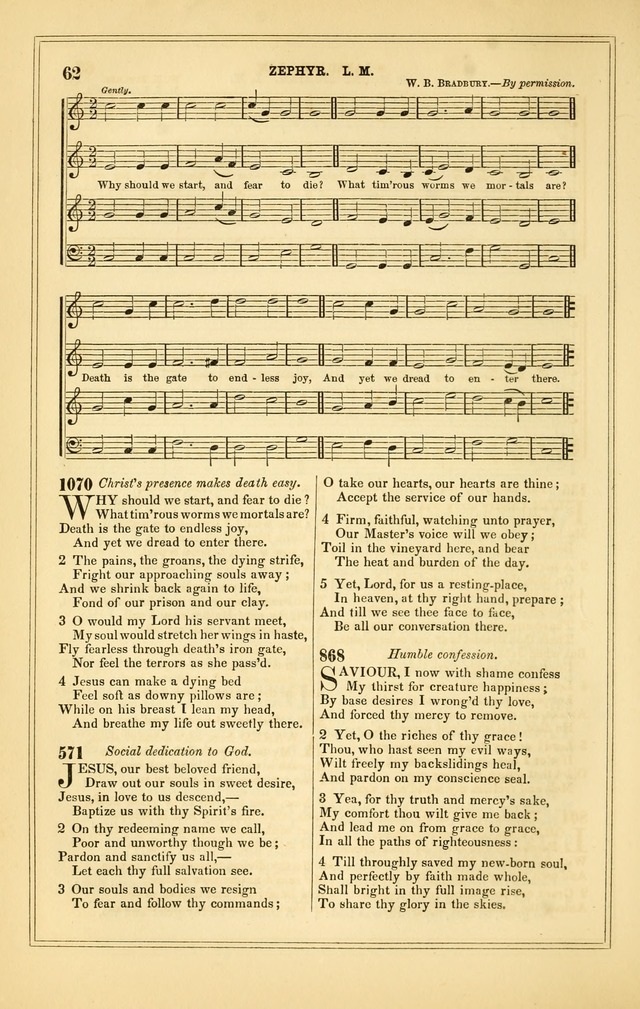 The Heart and Voice: or, Songs of Praise for the Sanctuary: hymn and tune book, designed for congregational singing in the Methodist Episcopal Church, and for congregations generally page 62