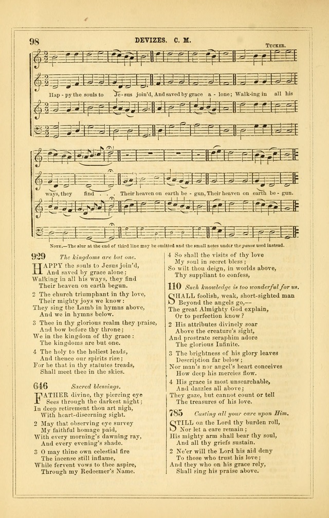 The Heart and Voice: or, Songs of Praise for the Sanctuary: hymn and tune book, designed for congregational singing in the Methodist Episcopal Church, and for congregations generally page 98