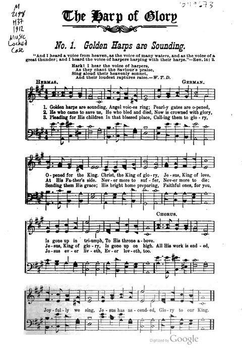 The Harp of Glory: The Best Old Hymns, the Best New Hymns, the cream of song for all religious work and workship (With supplement) page 1