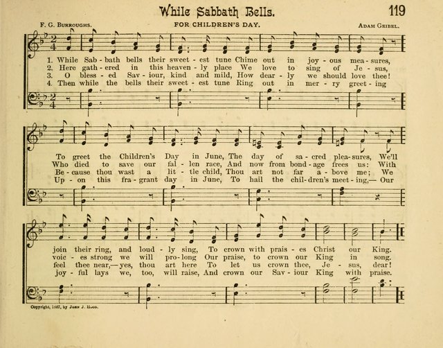 Infant Praises: a collection of sacred songs, hymns, and music, for use in the Sabbath school primary department page 119