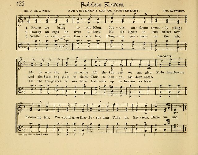 Infant Praises: a collection of sacred songs, hymns, and music, for use in the Sabbath school primary department page 122
