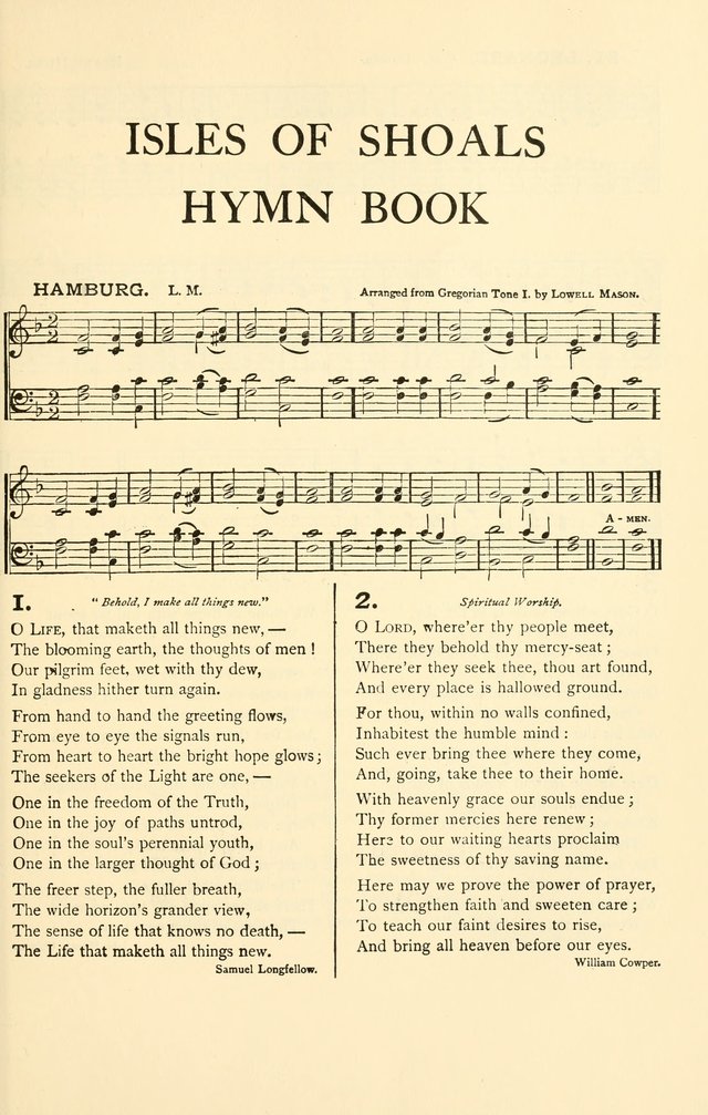 Isles of Shoals Hymn Book and Candle Light Service page 1