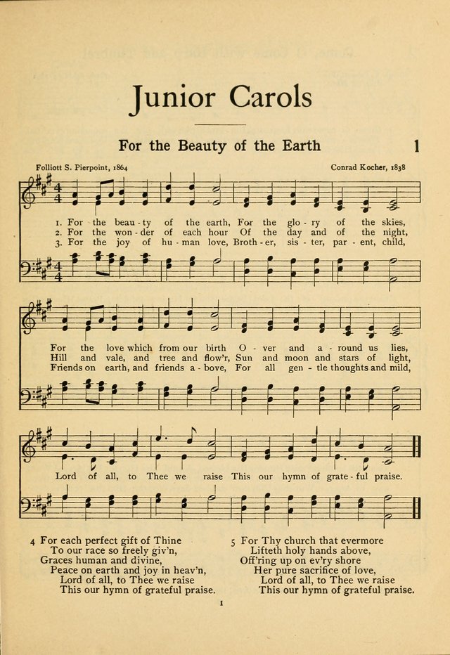 Junior Carols: a collection of sacred songs for Junior Societies, Sunday Schools, the Home Circle page 1