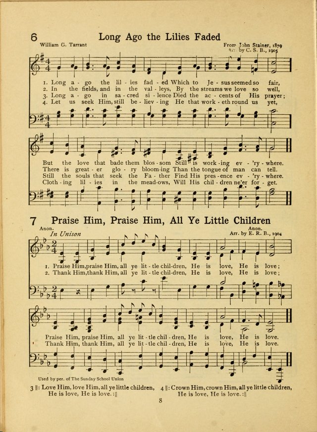 Junior Carols: a collection of sacred songs for Junior Societies, Sunday Schools, the Home Circle page 8