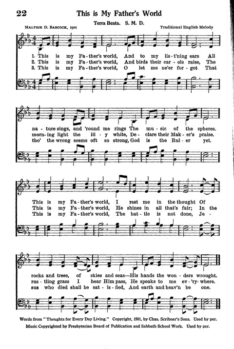 Junior Hymns and Songs: for use in Church School, Sunday Session, Week Day Session, Vacation Session, Junior Societies (Judson Ed.) page 22