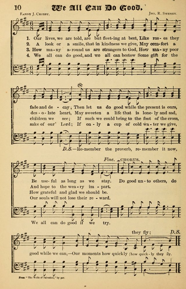 Junior Songs: a collection of sacred hymns and songs; for use in meetings of junior societies, Sunday Schools, etc. page 10