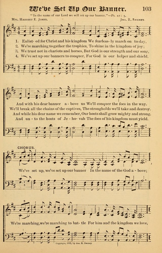 Junior Songs: a collection of sacred hymns and songs; for use in meetings of junior societies, Sunday Schools, etc. page 103