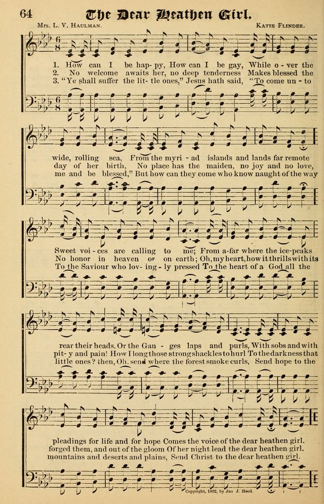 Junior Songs: a collection of sacred hymns and songs; for use in meetings of junior societies, Sunday Schools, etc. page 64