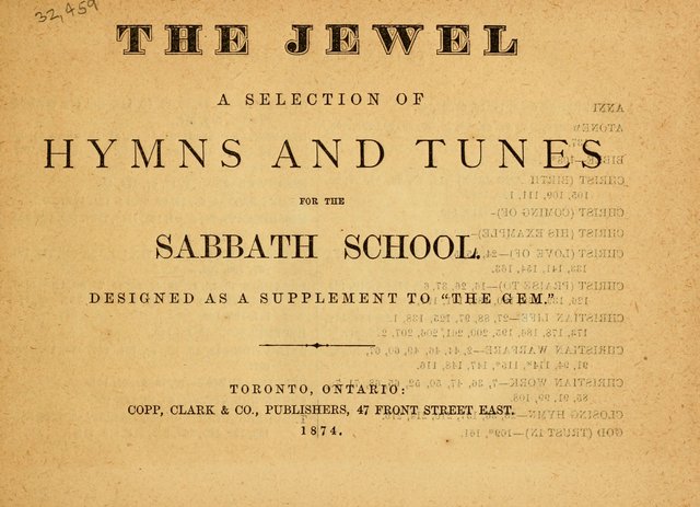 The Jewel: a selection of hymns and tunes for the Sabbath school, designed as a supplement to "The Gem" page 1