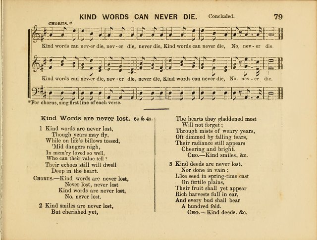 Kind Words: a new collection of hymns and tunes for sunday schools and the social circle page 79