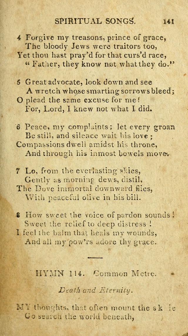 The Lexington Collection: being a selection of hymns, and spiritual songs, from the best authors (3rd. ed., corr.) page 141