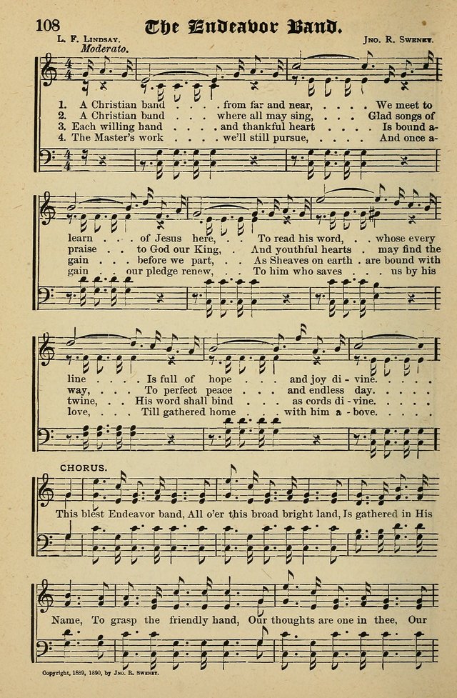 Living Hymns: for use in the Sabbath School, Christian Endeavor Meetings, the church & home page 108