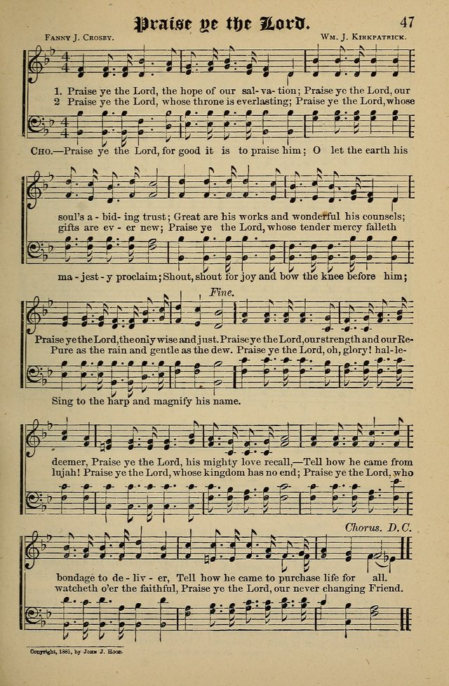 Living Hymns: for use in the Sabbath School, Christian Endeavor Meetings, the church & home page 47