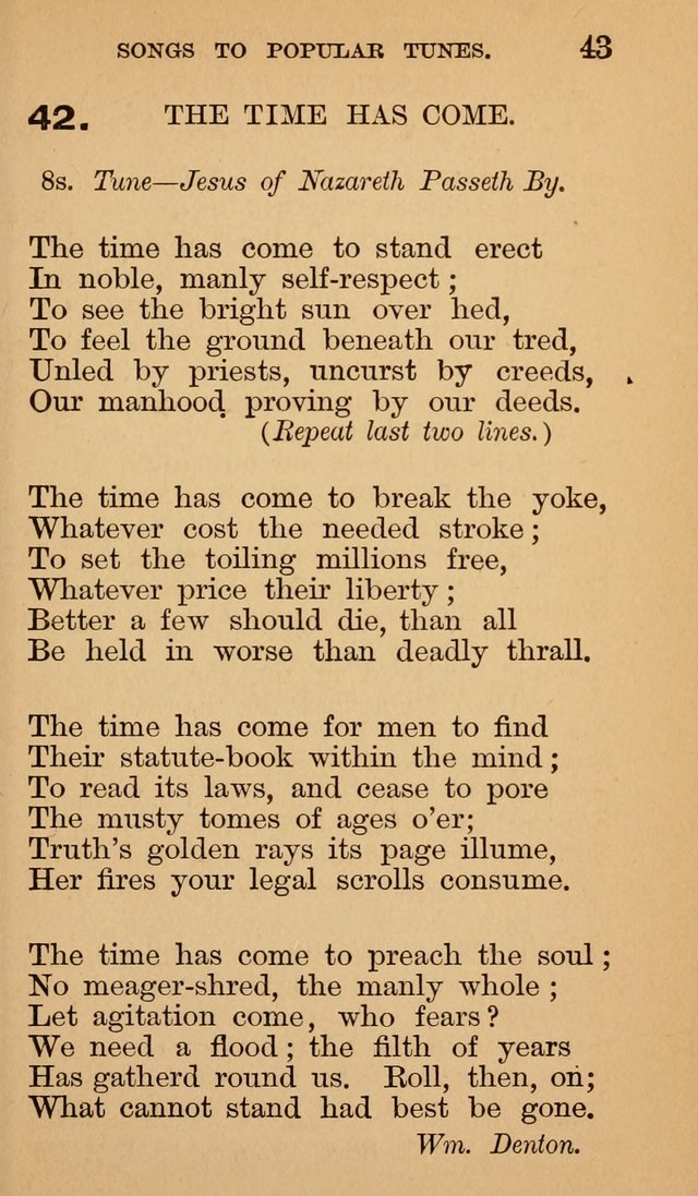 The Liberal Hymn Book: a collection of liberal songs adapted to popular tunes. For use in liberal leagues and other meetings, and in liberal homes page 43