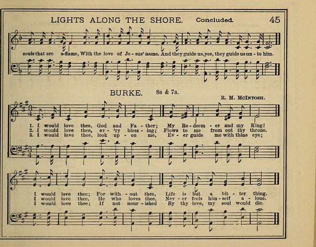 Light and Life: a collection of new hymns and tunes for sunday schools, prayer meetings, praise meetings and revival meetings page 45