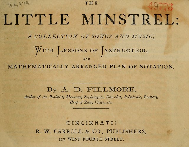The Little Minstrel: a collection of songs and music, with lessons of instruction, mathematically arranged plan of notation page 1