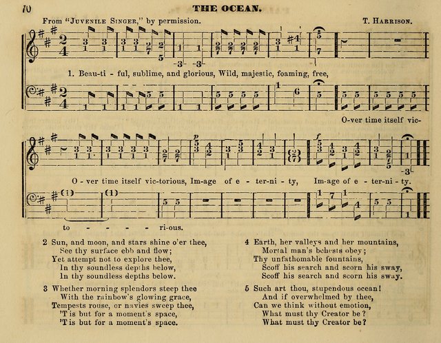 The Little Minstrel: a collection of songs and music, with lessons of instruction, mathematically arranged plan of notation page 70