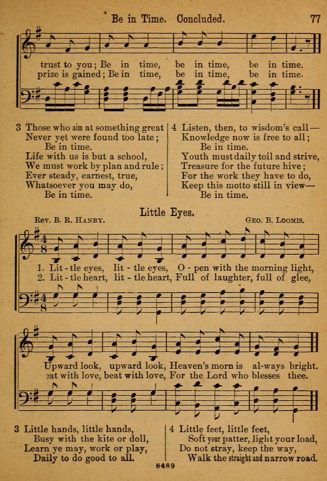 Little Sacred Songs: for Little Singers of the primary department of the Sunday school, and for Kindergartens and the home page 77