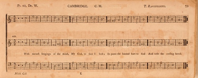 The Middlesex Collection of Church Music: or, ancient psalmody revived: containing a variety of psalm tunes, the most suitable to be used in divine service (2nd ed. rev. cor. and enl.) page 73