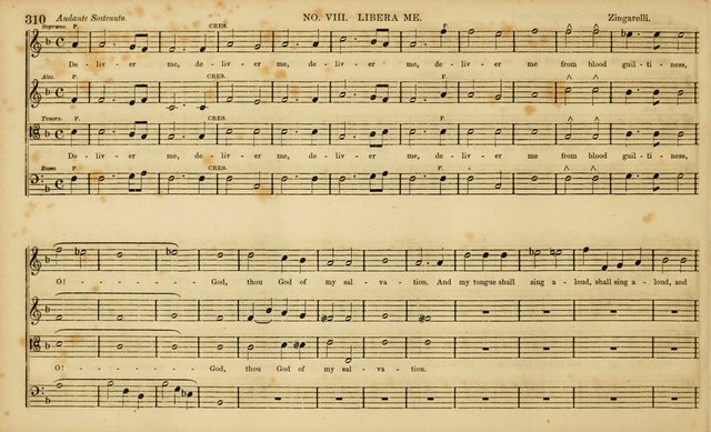 The Mozart Collection of Sacred Music: containing melodies, chorals, anthems and chants, harmonized in four parts; together with the celebrated Christus and Miserere by ZIngarelli page 310