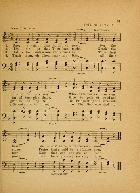 Missionary Hymnal: for the use of junior and juvenile missionary socieites page 31