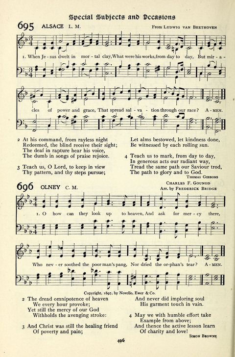 The Methodist Hymnal: Official hymnal of the methodist episcopal church and the methodist episcopal church, south page 496