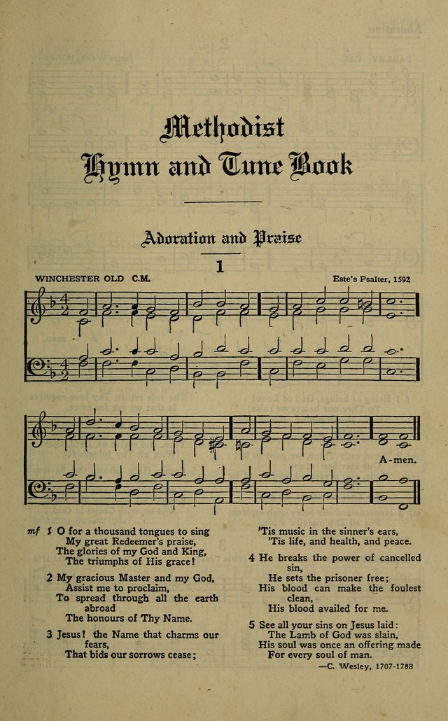 Methodist Hymn and Tune Book: official hymn book of the Methodist Church page 1
