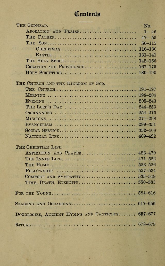 Methodist Hymn and Tune Book: official hymn book of the Methodist Church page xiv