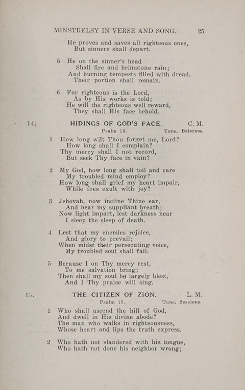 Minstrelsy In Verse and Song: Being a collection of Original Psalms, Hymns and Poems for the Home, covering a period of more than fifty years in their production page 25