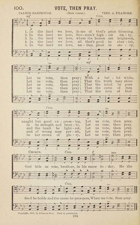 New Anti-Saloon Songs: A Collection of Temperance and Moral Reform Songs Prepared at the Request of The National Anti-Saloon League page 102