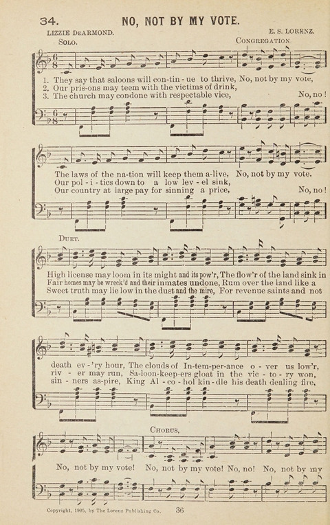 New Anti-Saloon Songs: A Collection of Temperance and Moral Reform Songs Prepared at the Request of The National Anti-Saloon League page 34