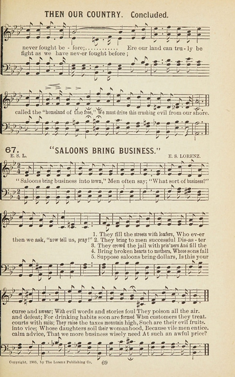 New Anti-Saloon Songs: A Collection of Temperance and Moral Reform Songs Prepared at the Request of The National Anti-Saloon League page 67