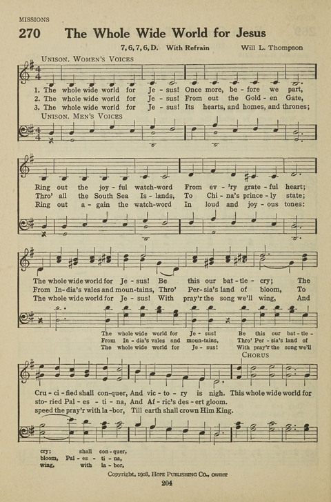 New Baptist Hymnal: containing standard and Gospel hymns and responsive readings page 204