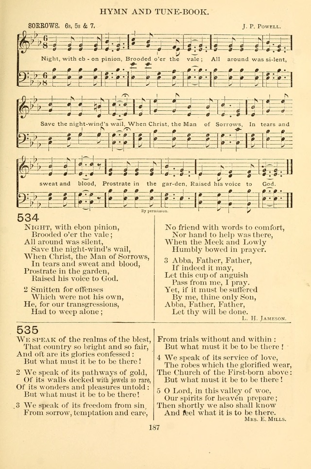 New Christian Hymn and Tune Book page 187