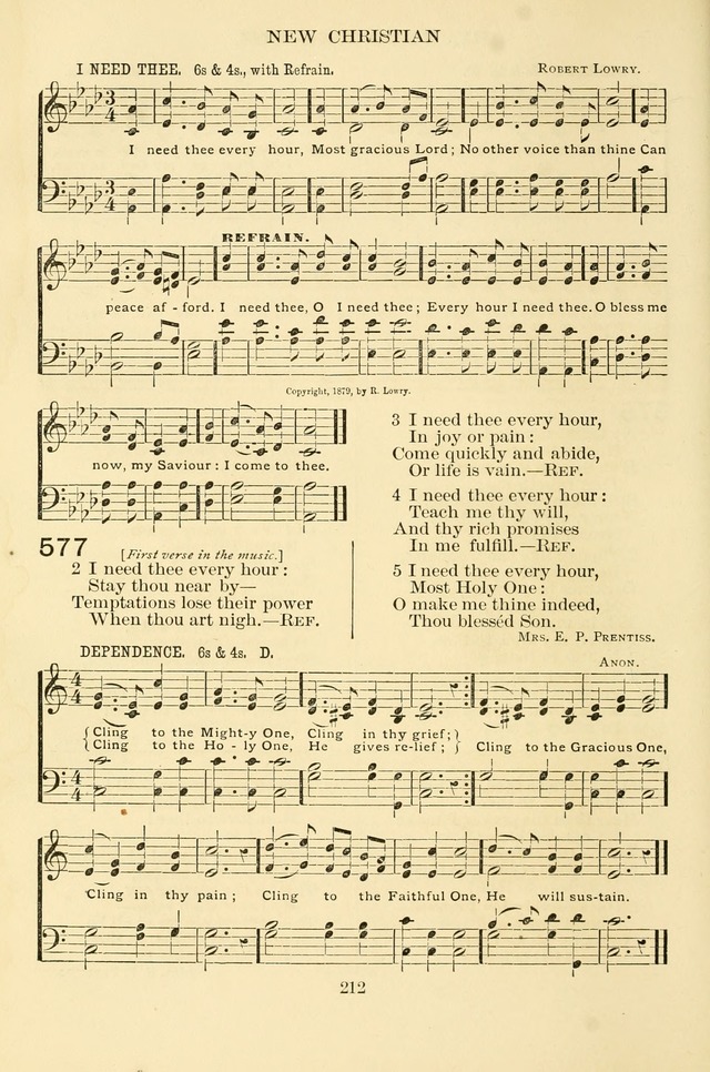 New Christian Hymn and Tune Book page 212