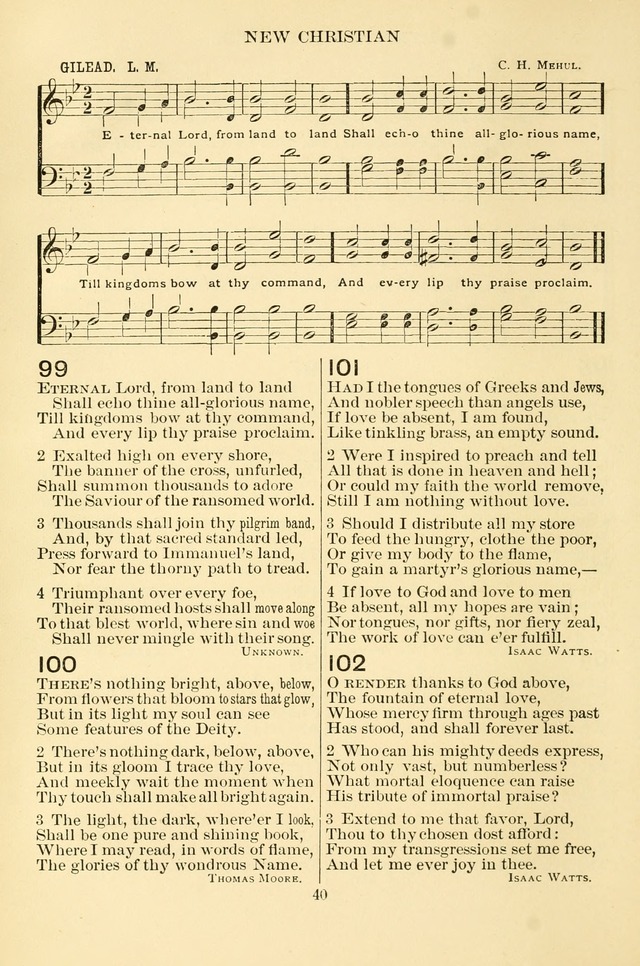 New Christian Hymn and Tune Book page 40