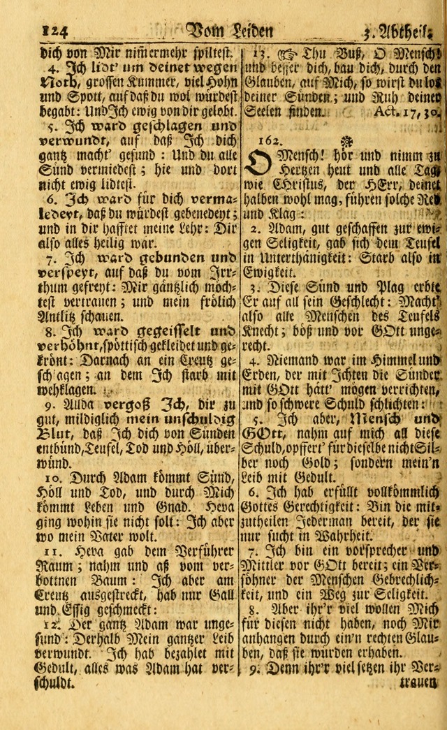 Neu-Eingerichtetes Gesang-Buch in Sich Haltend eine Sammlung (mehrentheils alter) Schöner lehr-reicher underbailicher Lieder... page 124