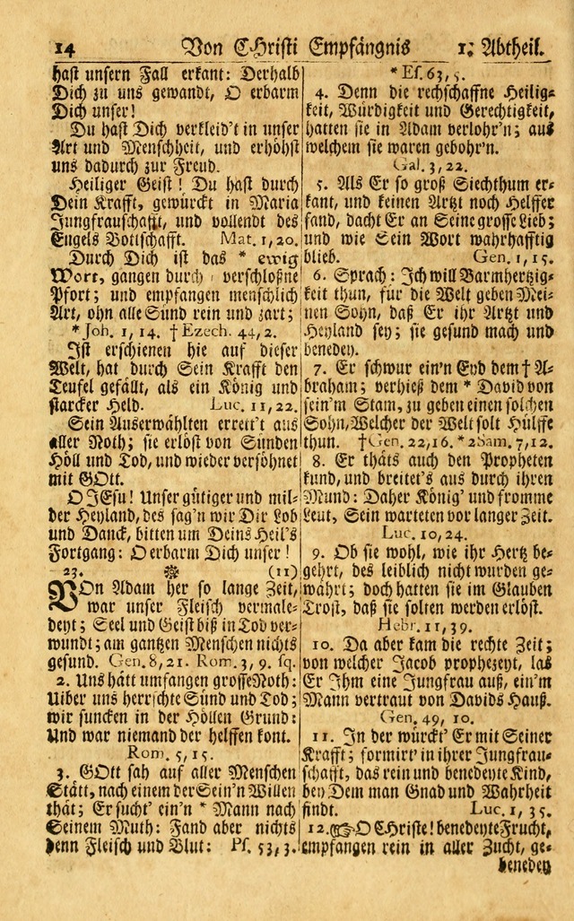 Neu-Eingerichtetes Gesang-Buch in Sich Haltend eine Sammlung (mehrentheils alter) Schöner lehr-reicher underbailicher Lieder... page 14