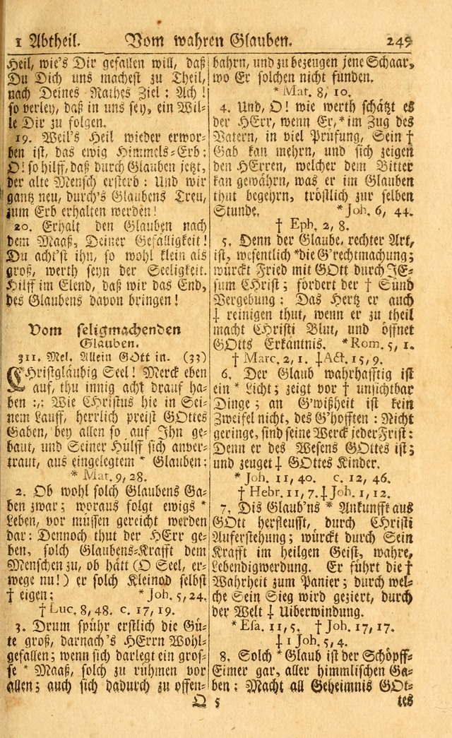 Neu-Eingerichtetes Gesang-Buch in Sich Haltend eine Sammlung (mehrentheils alter) Schöner lehr-reicher underbailicher Lieder... page 249
