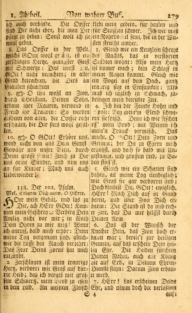 Neu-Eingerichtetes Gesang-Buch in Sich Haltend eine Sammlung (mehrentheils alter) Schöner lehr-reicher underbailicher Lieder... page 279