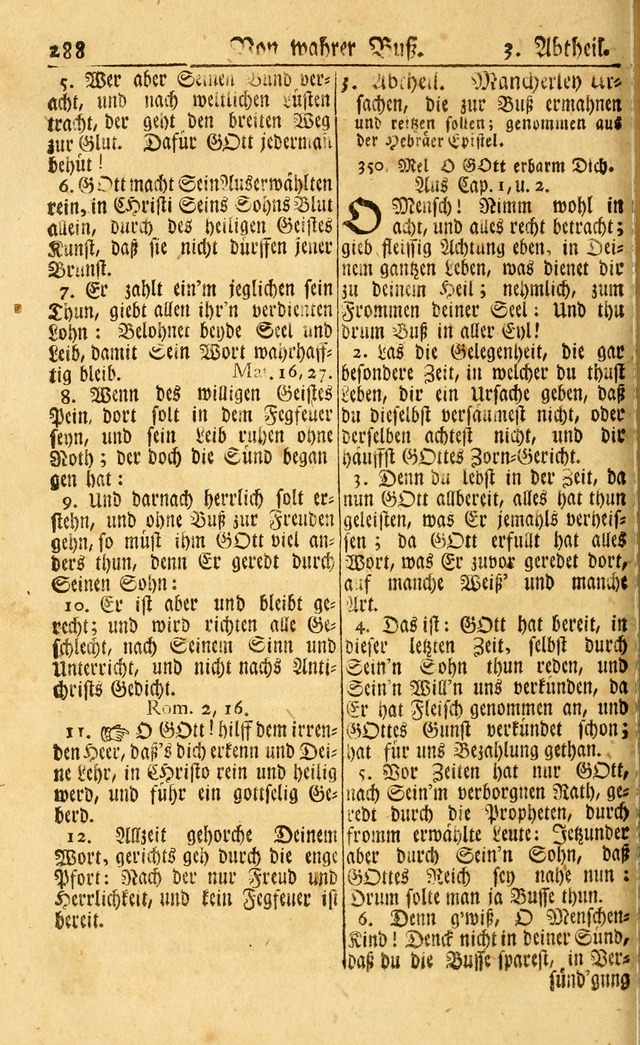 Neu-Eingerichtetes Gesang-Buch in Sich Haltend eine Sammlung (mehrentheils alter) Schöner lehr-reicher underbailicher Lieder... page 288
