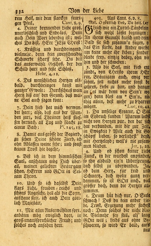 Neu-Eingerichtetes Gesang-Buch in Sich Haltend eine Sammlung (mehrentheils alter) Schöner lehr-reicher underbailicher Lieder... page 332