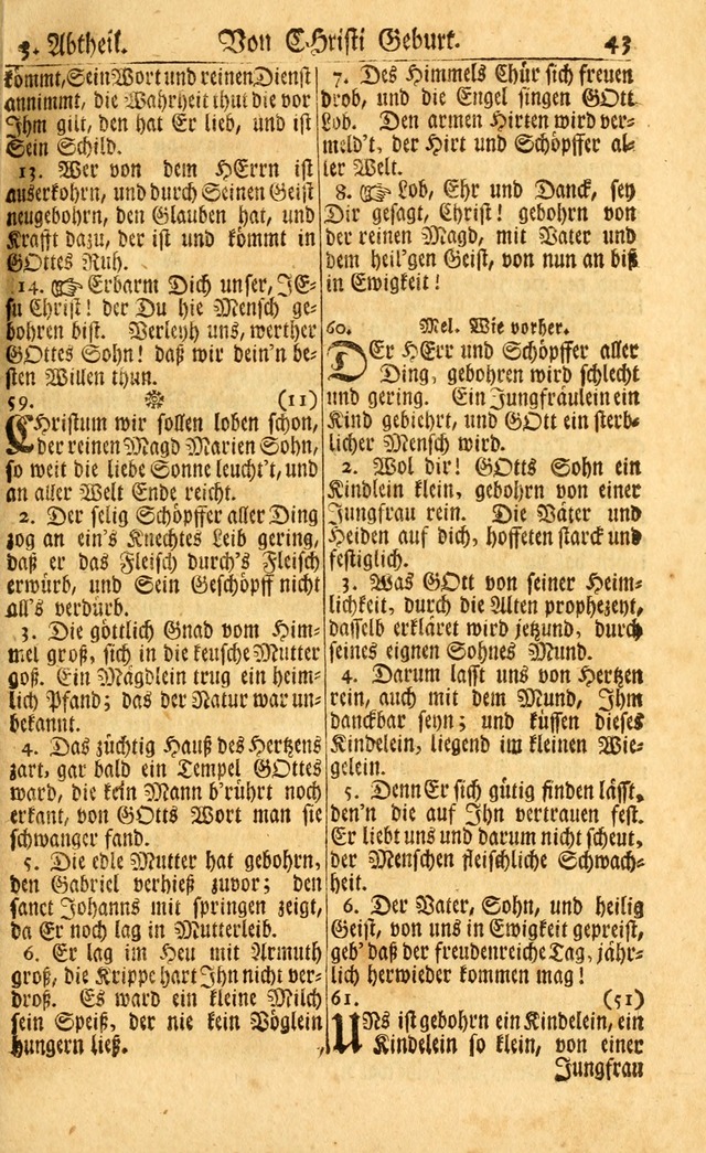 Neu-Eingerichtetes Gesang-Buch in Sich Haltend eine Sammlung (mehrentheils alter) Schöner lehr-reicher underbailicher Lieder... page 43