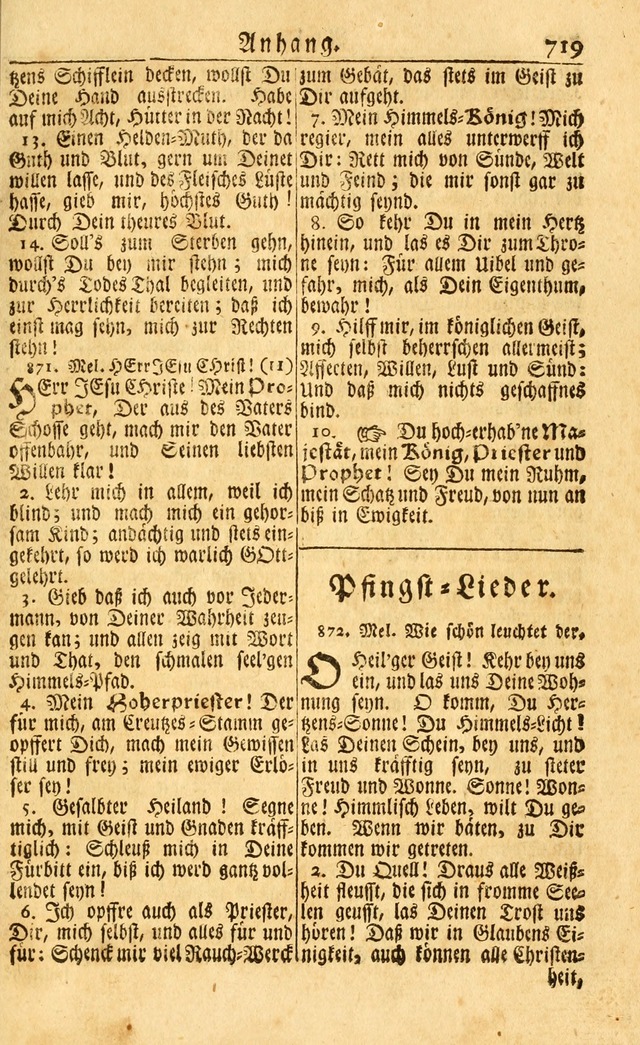 Neu-Eingerichtetes Gesang-Buch in Sich Haltend eine Sammlung (mehrentheils alter) Schöner lehr-reicher underbailicher Lieder... page 725