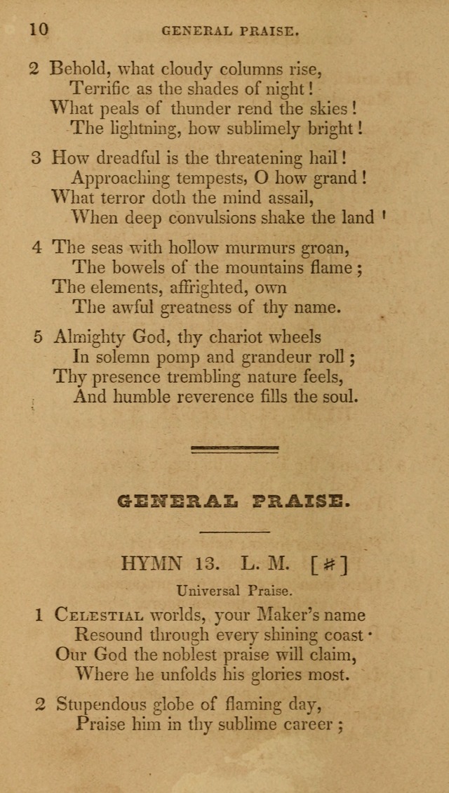 The New Hymn Book, Designed for Universalist Societies: compiled from approved authors, with variations and additions (9th ed.) page 10